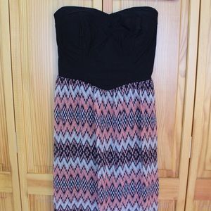 Strapless cross back maxi dress